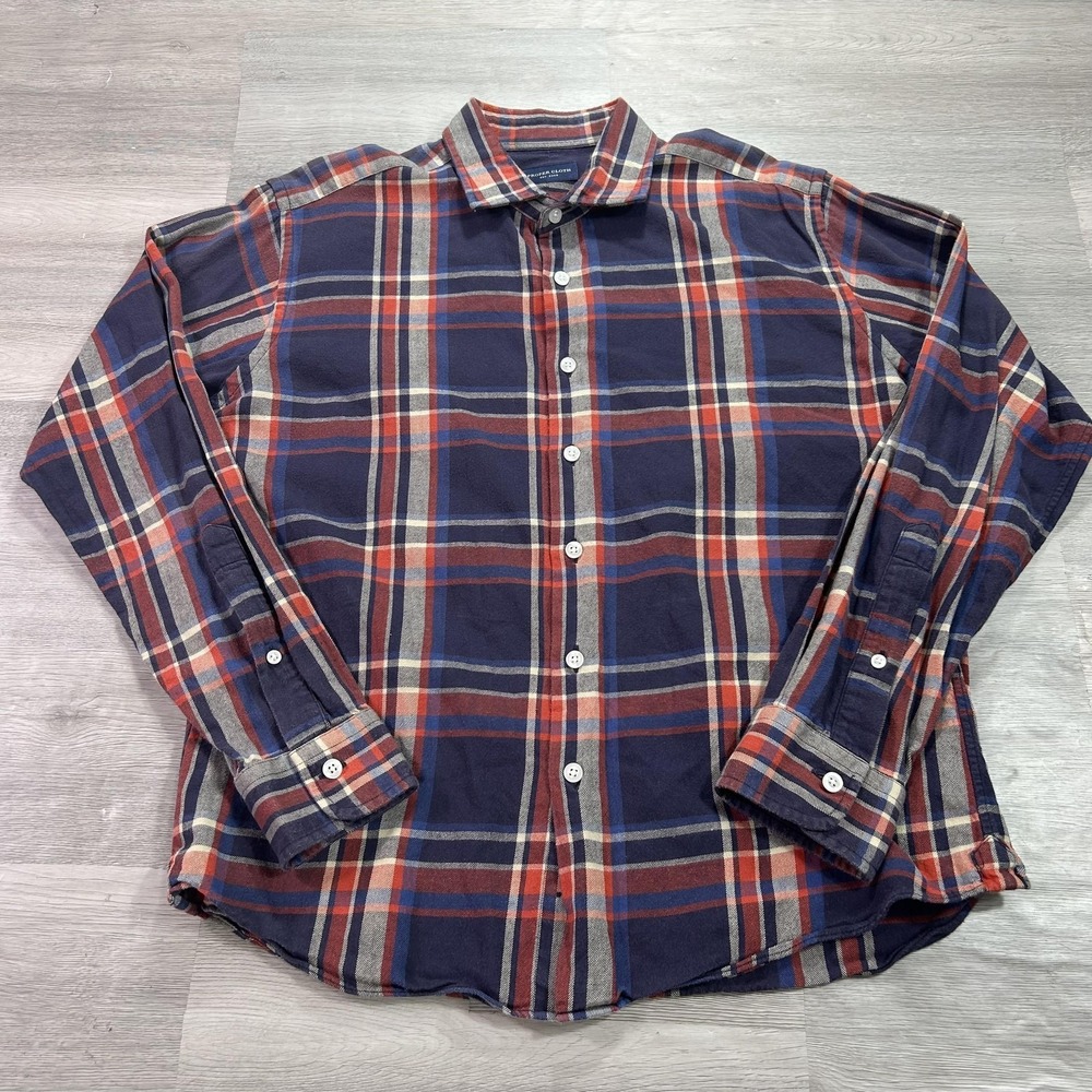 Proper Cloth Shirt Womens Large Blue Red Plaid Flannel Long Sleeve Button-Up‎